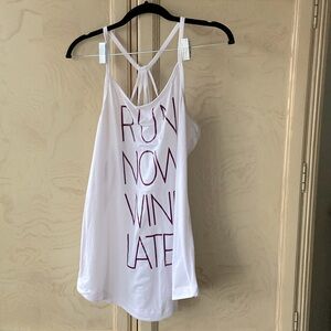 Soma Sport workout top, white with burgundy lettering. SZ L EUC